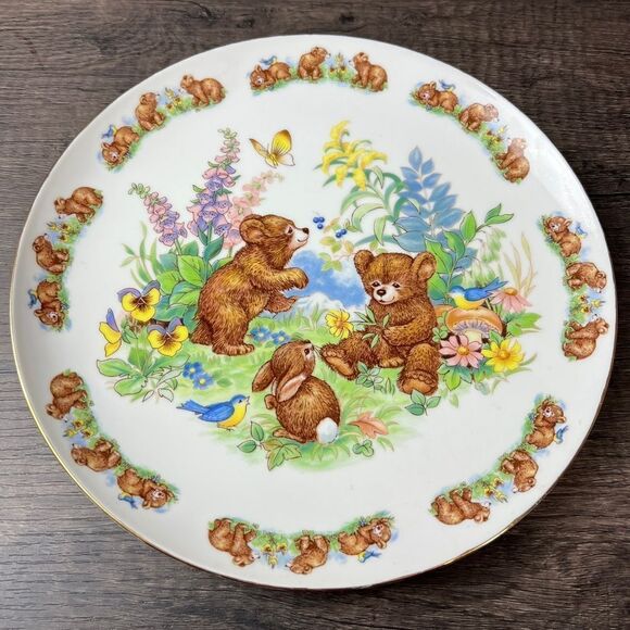 Royal Doulton 2 Bears and Rabbit Honey Scene 10” Plate - Picture 1 of 3